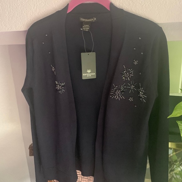 ESPERANZA CARDIGAN EMBELLISHED SWEATER (Small) - Picture 2 of 10